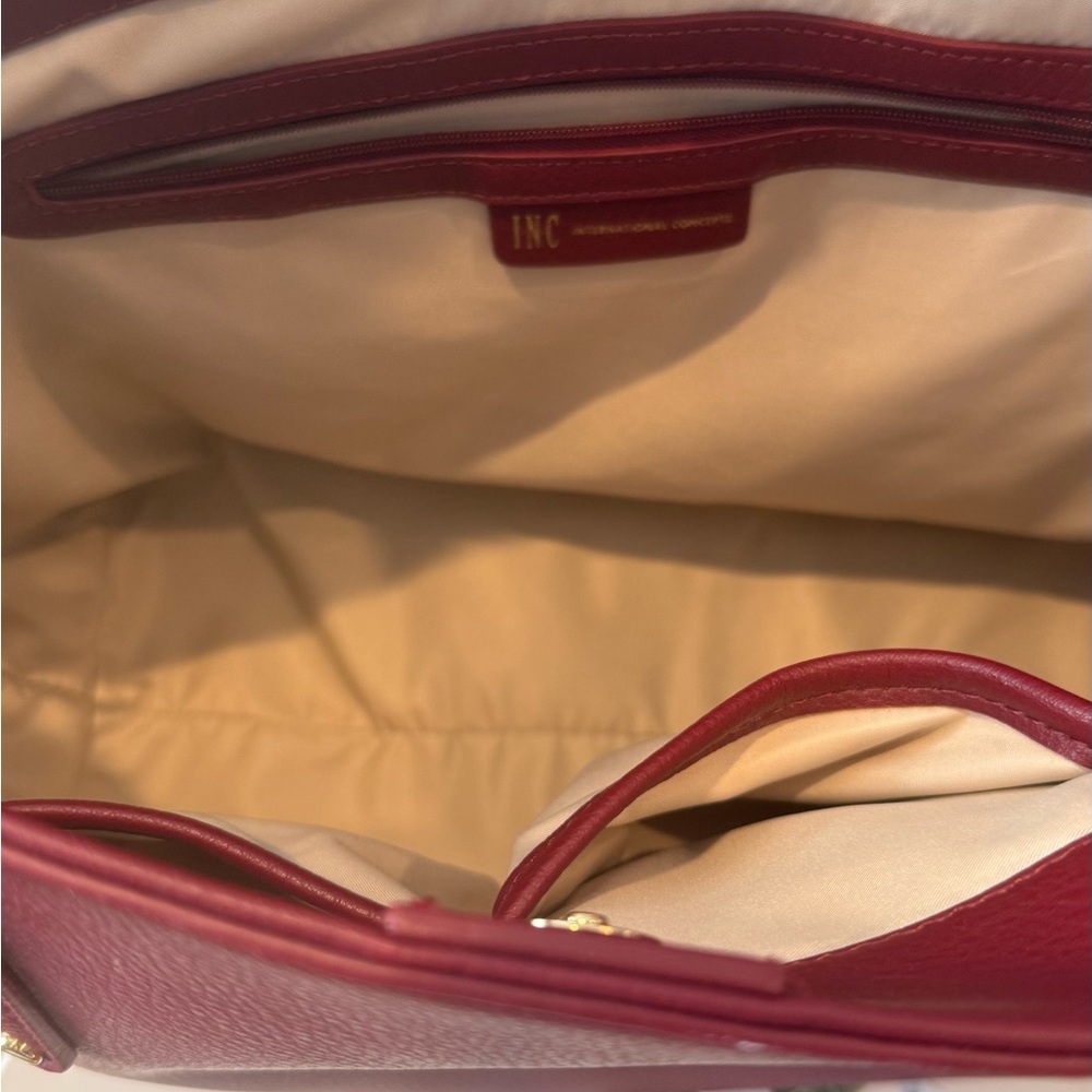 INC Leather Tote and Crossbody Set in Burgundy and Black - Picture 5 of 8